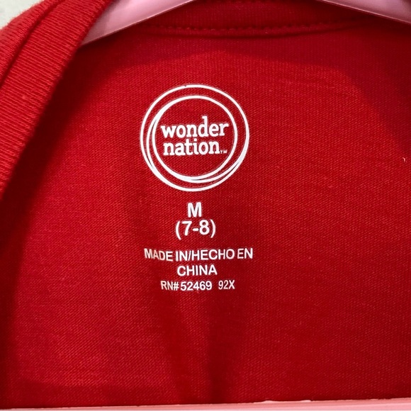 Wonder Nation Red Gold Christmas Favorite List Long Sleeve Shirt Medium 7 8 - Picture 3 of 5